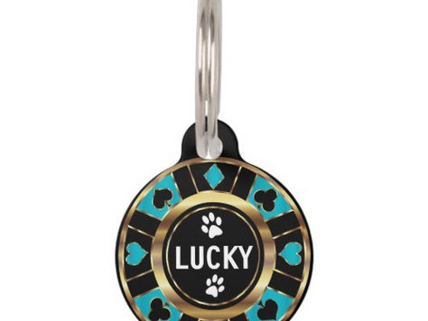 Best Price! White Paw on Teal Poker Chip | Personalize Pet ID Tag