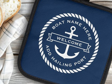 Hot Deals! Anchor and rope boat name hailing port welcome pot holder