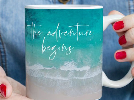 Top 10! Tropical sand beach ocean personalized adventure coffee mug