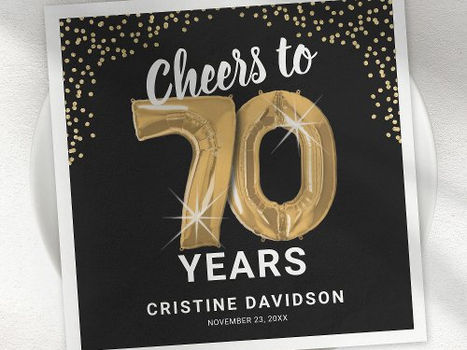 Hot Review! Modern Cheers to 70 Years Adult Birthday Napkins