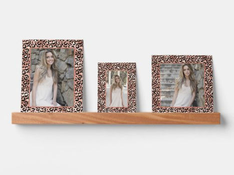 Big Deals! Custom Rose Gold Leopard Print Photo Collage Picture Ledge