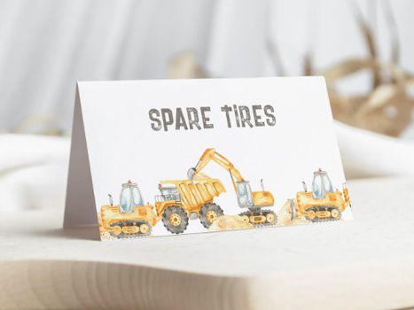Top 10! Construction Theme Food Labels Place Card