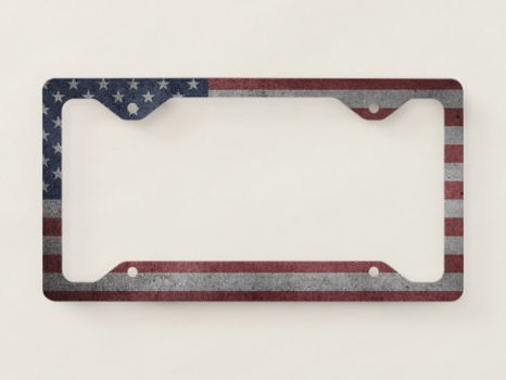 Top 10! Vintage Stars & Spangled US American Flag. License Plate Frame