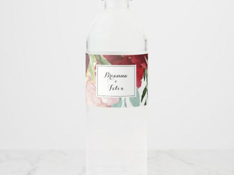 Top 10! Luxury Whimsical Boho Floral Calligraphy Wedding Water Bottle Label