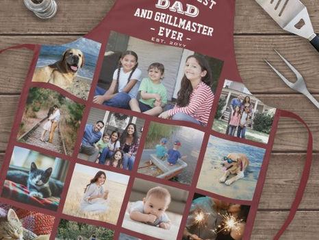 Best Price! Any Text Photo Collage Best Dad Grill Master Red Apron