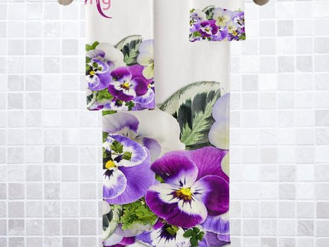 Best Price! Violet purple florals white monogram bath towel set