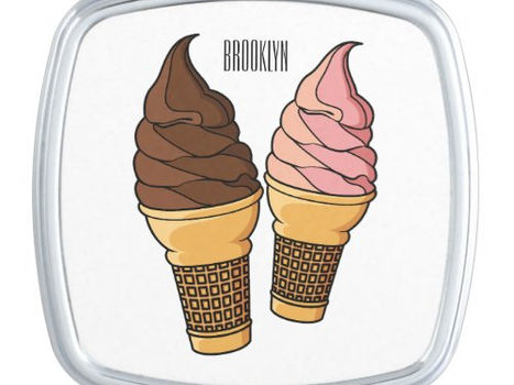 Best Price! Ice cream cone cartoon illustration compact mirror