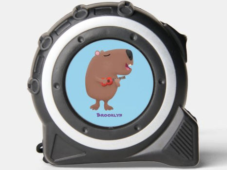 Best Price! Cute singing capybara ukulele cartoon illustration tape measure