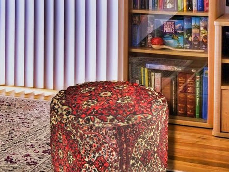 Best Price! Persian carpet look in dark red and cream pouf