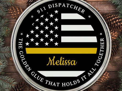 Hot Review! Thin Gold Line Custom Golden Glue 911 Dispatcher Metal Ornament