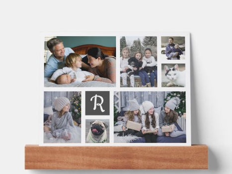 Top 10! Family Photo Collage 7 Pics + Monogram White Easy Picture Ledge