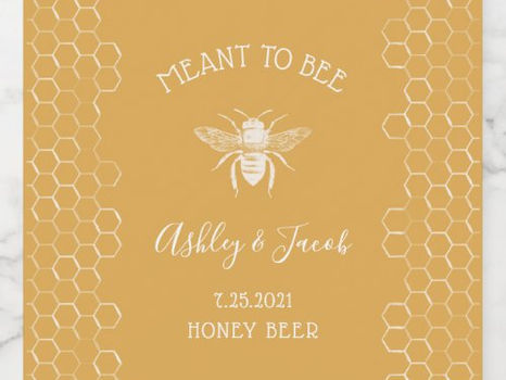 Best Price! Bee and Golden Honeycomb Pattern Beer Bottle Label