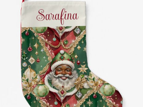 Best Price! Jewelled Santa African American Christmas Small Christmas Stocking