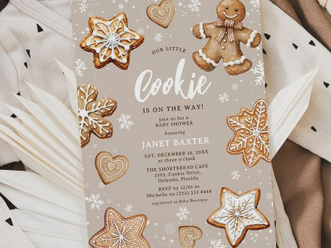 Top 5! Our Little Cookie Winter Festive Baby Shower Invitation