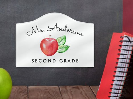Top 10! Watercolor Apple Personalized Classroom Sign