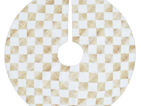 Top 5! Modern White Gold Checkerboard Pattern Brushed Polyester Tree Skirt