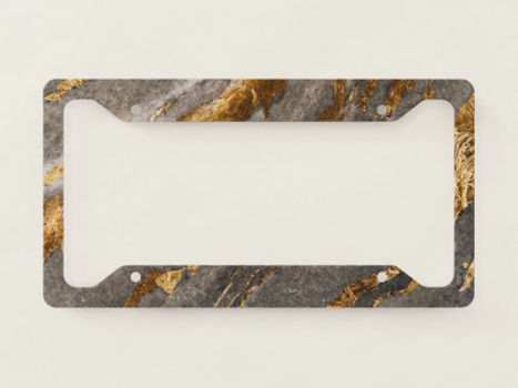 Big Deals! Cool Trendy Marble Gold Texture License Plate Frame
