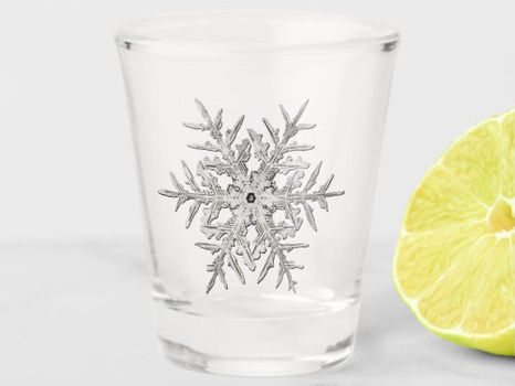 Best Price! Shot Glass with Real Snowflake Image