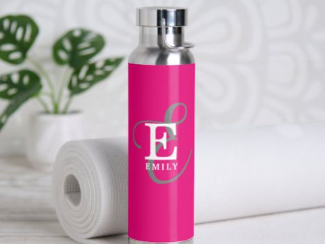 Best Deals! Unique Stylish Monogram Typography Hot Pink Water Bottle