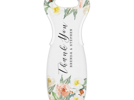 Best Deals! Pastel Peach Flowers & Thank You Typography Wine Bag