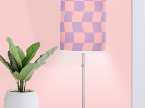 Best Price! Girly Light Purple Pink Wavy Checkerboard Table Lamp
