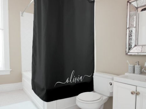 Best Deals! Black White Modern Minimalist Elegant Monogram Shower Curtain