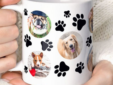 Best Deals! Black Pawprint 8 Pet Dog Photo Collage Coffee Mug