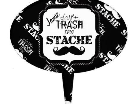 Top 5! Don't Trash the Stache Mustache Retro Hipster Cake Topper