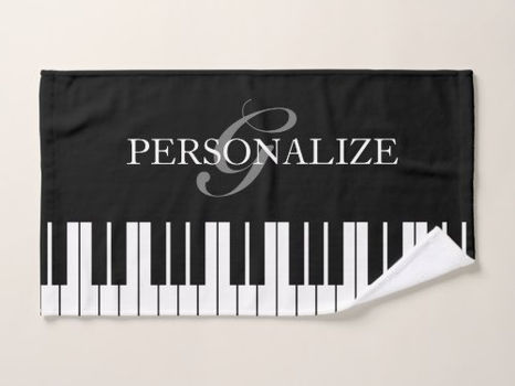 Big Deals! Personalized black and white grand piano keys hand towel