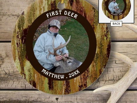Top 5! Hunter FIRST DEER Photo Camouflage Commemorative Ceramic Ornament