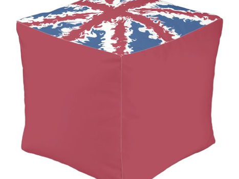 Review Red Cube Garden Pouf Union Jack Art by Heva Weva
