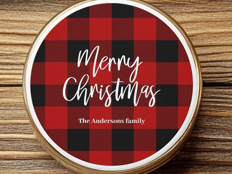 Best Price! Personalized Red Buffalo Plaid Merry Christmas Mini Candle Favors