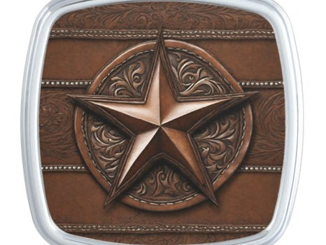 Big Deals! Brown Cowboy Rustic Western Country Texas Star Compact Mirror