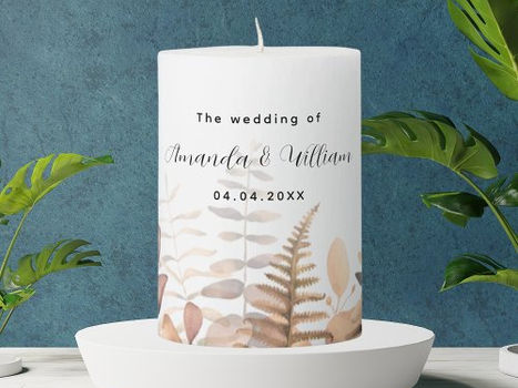 Top 5! Eucalyptus golden woodland ferns names wedding pillar candle