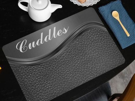Best Deals! Leather look Monogram Name Dog Cat Pet Food Mat
