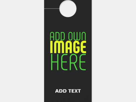 Hot Deals! MODERN EDITABLE SIMPLE BLACK IMAGE TEXT TEMPLATE DOOR HANGER