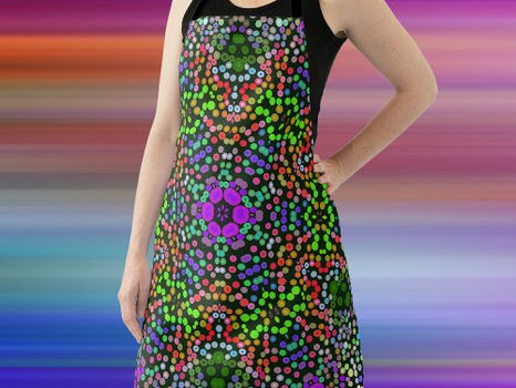 Big Deals! Dot Mandala Flower Green Purple and Orange Apron