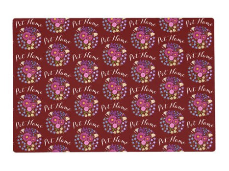 Big Deals! Flower Bouquet Burgundy Personalized Pet Mat