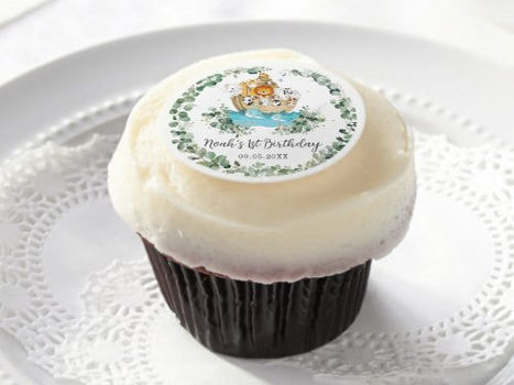 Hot Deals! Greenery Noah's Ark Cute Animals Birthday Baptism Edible Frosting Rounds