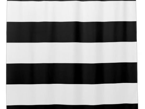 Best Deals! Black and White Stripe Custom Color Shower Curtain