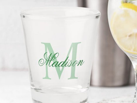 Review Create Your Own Custom Monogram And Name Green Shot Glass