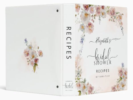 Hot Deals! Wildflower Script Bridal Shower Recipe 3 Ring Binder