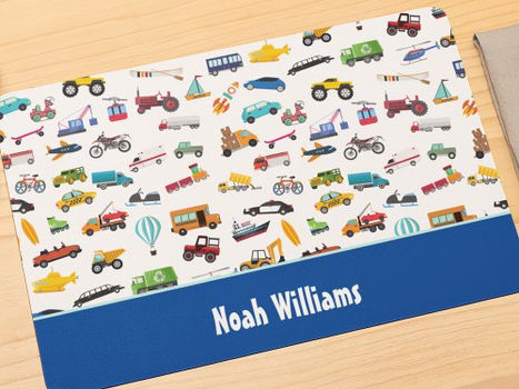Hot Review! Little Boy Things That Move Vehicle Cars Kid Placemat