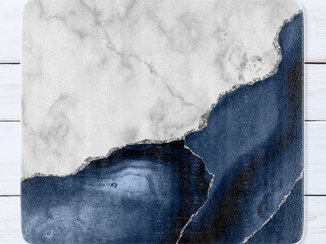 Top 10! White Marble Navy Blue Agate Silver Glitter Cutting Board