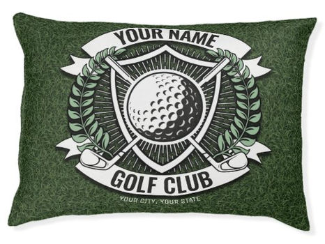 Hot Review! Personalized NAME Golfer Golf Club Turf Clubhouse Pet Bed