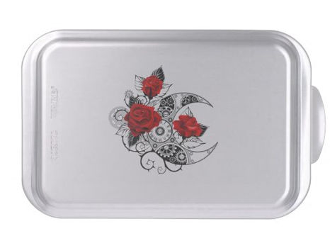 Best Deals! Mechanical Crescent with Red Roses Cake Pan