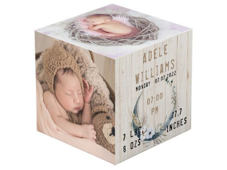 Big Deals! Baby Birth Stats with Photo Plaque Cube