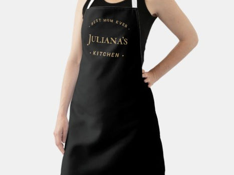 Hot Deals! Black Gold Best mom Ever Personalized Kitchen Apron