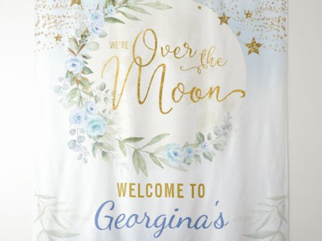 Best Deals! Magical Moon Stars Blue Gold Baby Boy Welcome Tapestry