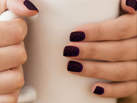 Best Price! Purple and Black Heart Gothic Wedding Nail Art